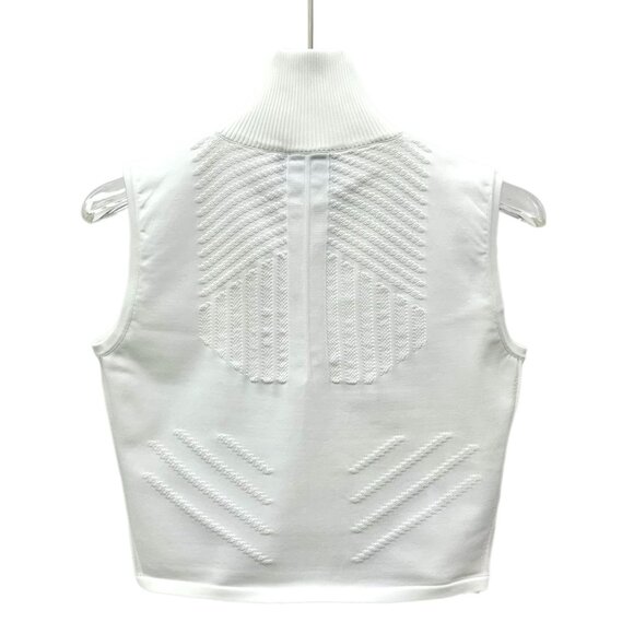 Prada White Ribbed Standneck Semi-Zip Sleeveless Knitted Vest Womens Size 38 S - Picture 8 of 8